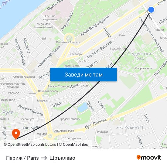 Париж to Щръклево map