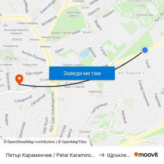 Петър Караминчев to Щръклево map