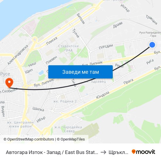 Автогара Изток - Запад / East Bus Station - West to Щръклево map