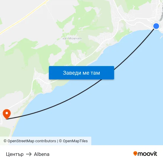 Център to Albena map