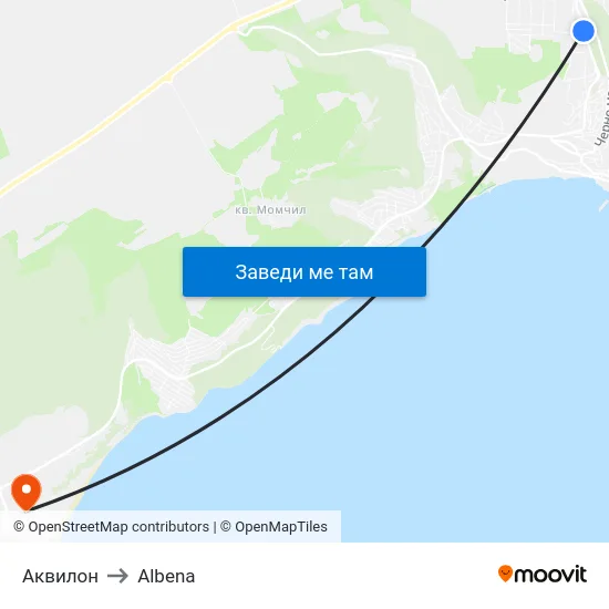 Аквилон to Albena map