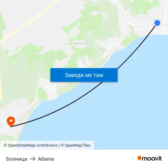 Болница to Albena map