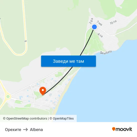 Орехите to Albena map