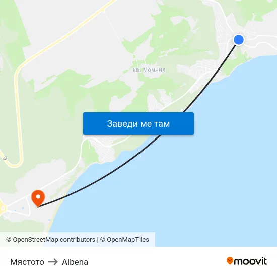 Мястото to Albena map