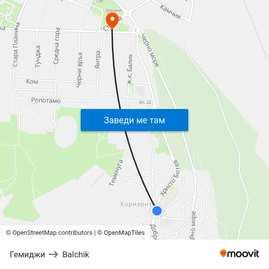 Гемиджи to Balchik map