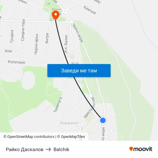 Райко Даскалов to Balchik map