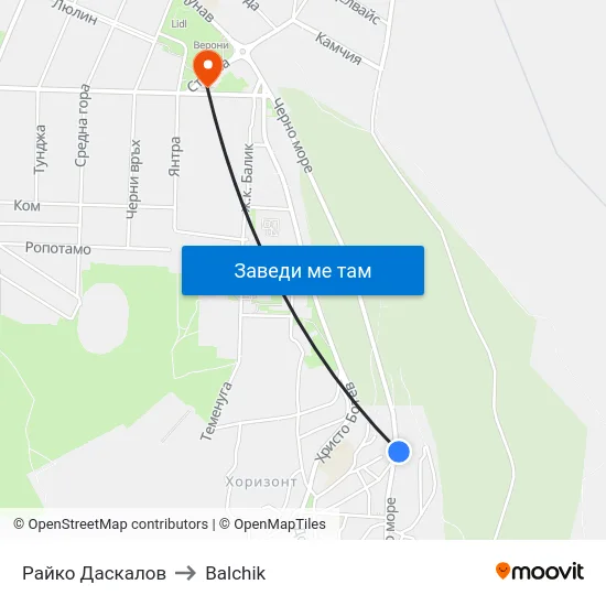 Райко Даскалов to Balchik map
