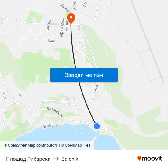 Площад Рибарски to Balchik map