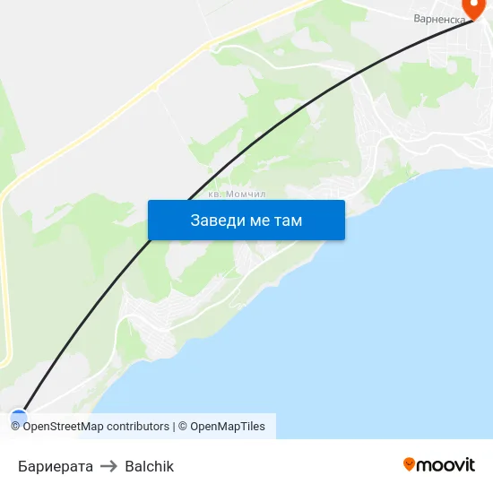 Бариерата to Balchik map