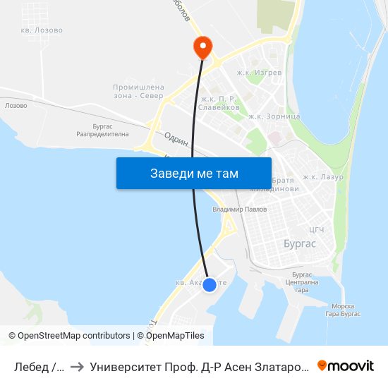 Лебед / Lebed to Университет Проф. Д-Р Асен Златаров Технически Факултет map
