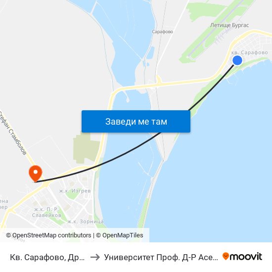 Кв. Сарафово, Драва / Sarafovo Qr, Drava to Университет Проф. Д-Р Асен Златаров Технически Факултет map