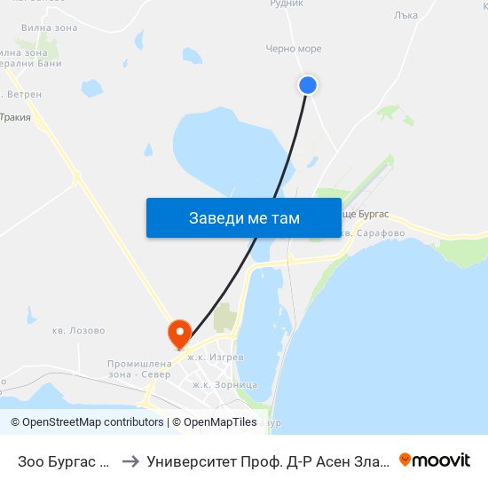 Зоо Бургас / Zoo Burgas to Университет Проф. Д-Р Асен Златаров Технически Факултет map