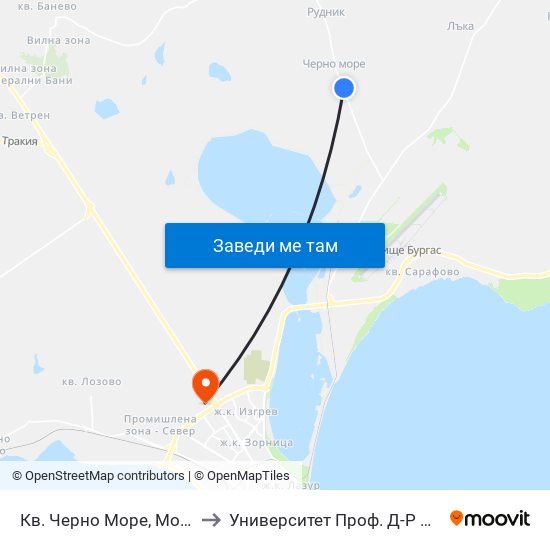 Кв. Черно Море, Морава / Cherno More Qr, Morava to Университет Проф. Д-Р Асен Златаров Технически Факултет map