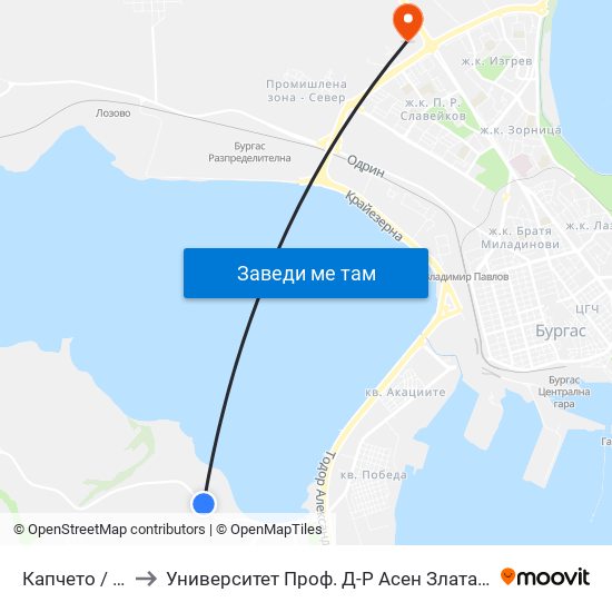 Капчето / Kapcheto to Университет Проф. Д-Р Асен Златаров Технически Факултет map