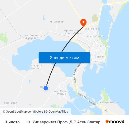 Шилото / Shiloto to Университет Проф. Д-Р Асен Златаров Технически Факултет map