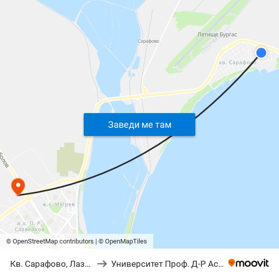 Кв. Сарафово, Лазурна / Sarafovo Qr, Lazurna to Университет Проф. Д-Р Асен Златаров Технически Факултет map