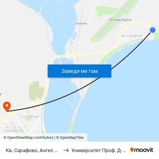 Кв. Сарафово, Ангел Димитров / Sarafovo Qr, Angel Dimitrov to Университет Проф. Д-Р Асен Златаров Технически Факултет map