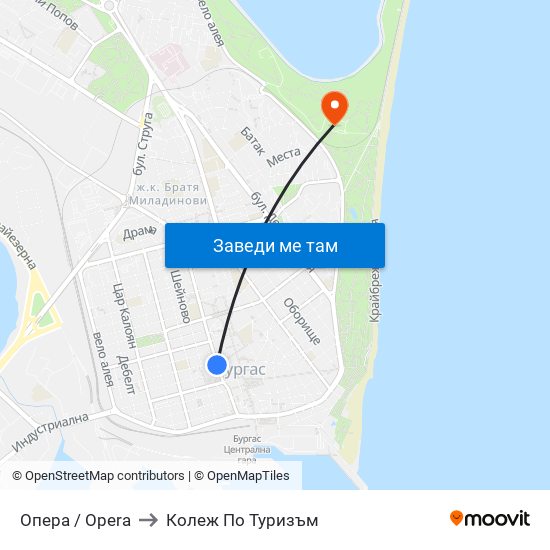 Опера / Opera to Колеж По Туризъм map