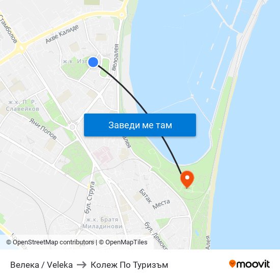 Велека / Veleka to Колеж По Туризъм map