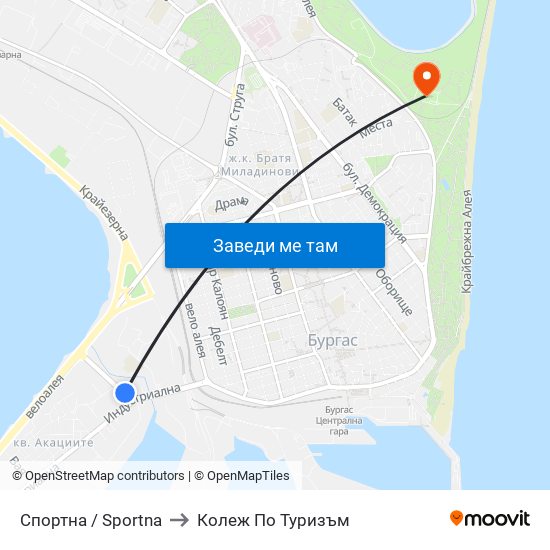 Спортна / Sportna to Колеж По Туризъм map