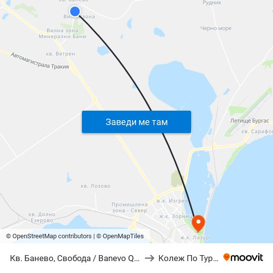 Кв. Банево, Свобода / Banevo Qr, Svoboda to Колеж По Туризъм map