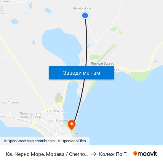 Кв. Черно Море, Морава / Cherno More Qr, Morava to Колеж По Туризъм map