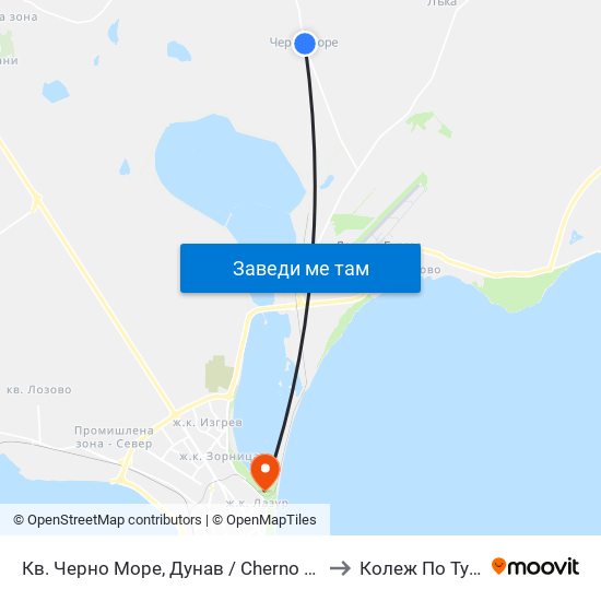 Кв. Черно Море, Дунав / Cherno More Qr, Dunav to Колеж По Туризъм map