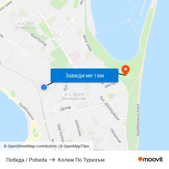 Победа / Pobeda to Колеж По Туризъм map