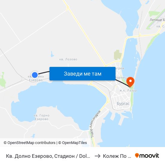 Кв. Долно Езерово, Стадион / Dolno Ezerovo Qr, Stadium to Колеж По Туризъм map