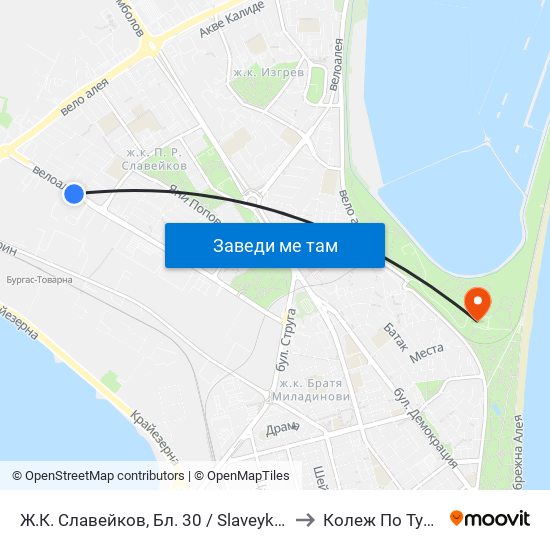 Ж.К. Славейков, Бл. 30 / Slaveykov Qr, Bl. 30 to Колеж По Туризъм map