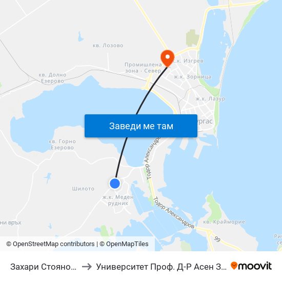 Захари Стоянов / Zahari Stoyanov to Университет Проф. Д-Р Асен Златаров Педагогически Факултет map