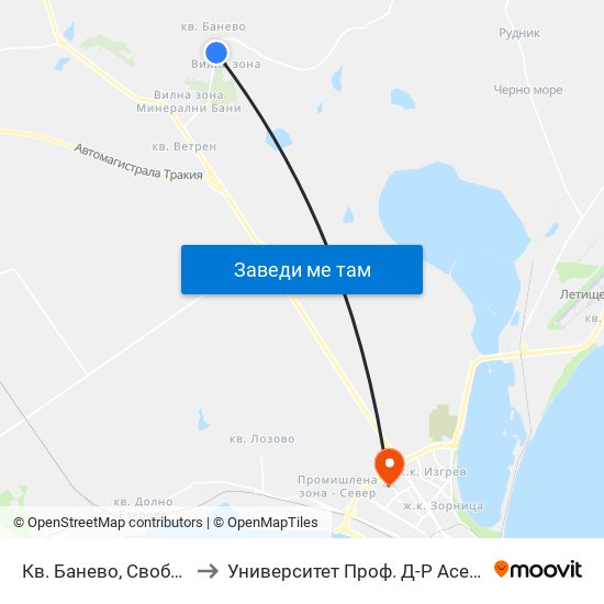 Кв. Банево, Свобода / Banevo Qr, Svoboda to Университет Проф. Д-Р Асен Златаров Педагогически Факултет map