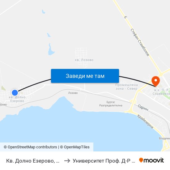 Кв. Долно Езерово, Стадион / Dolno Ezerovo Qr, Stadium to Университет Проф. Д-Р Асен Златаров Педагогически Факултет map