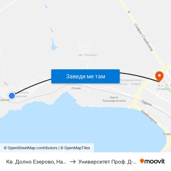 Кв. Долно Езерово, Найден Геров / Dolno Ezerovo Qr, Nayden Gerov to Университет Проф. Д-Р Асен Златаров Педагогически Факултет map