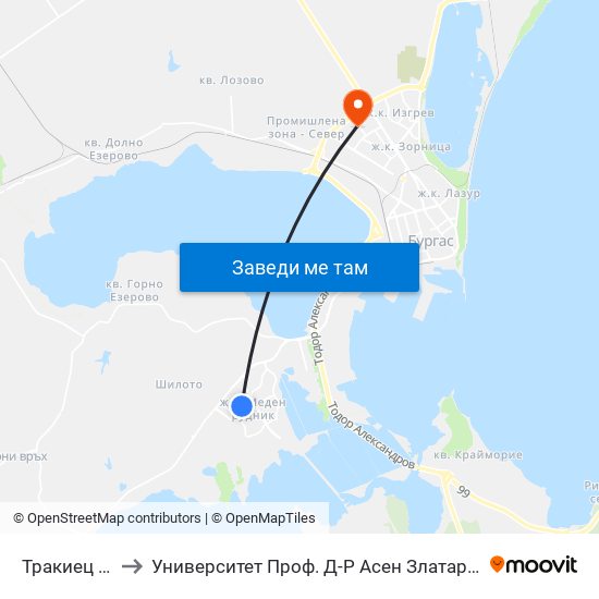 Тракиец / Trakiets to Университет Проф. Д-Р Асен Златаров Педагогически Факултет map