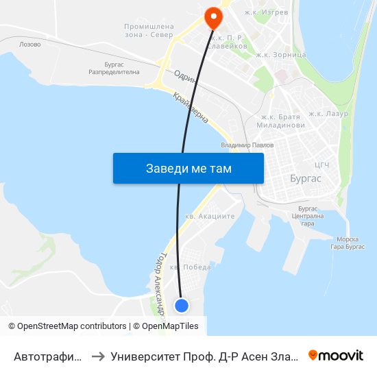 Автотрафик / Autotraffic to Университет Проф. Д-Р Асен Златаров Педагогически Факултет map