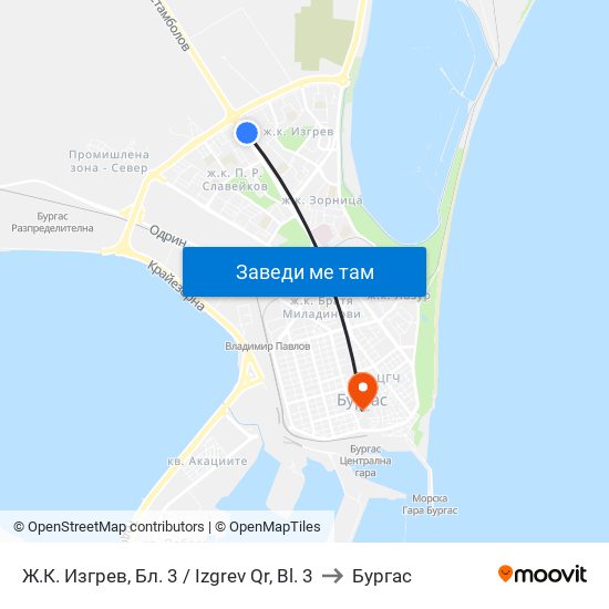 Ж.К. Изгрев, Бл. 3 / Izgrev Qr, Bl. 3 to Бургас map