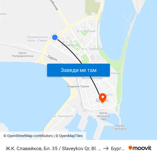 Ж.К. Славейков, Бл. 35 / Slaveykov Qr, Bl. 35 to Бургас map