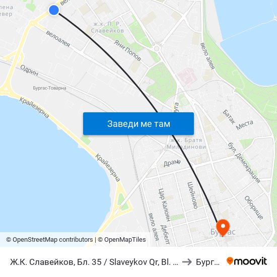Ж.К. Славейков, Бл. 35 / Slaveykov Qr, Bl. 35 to Бургас map