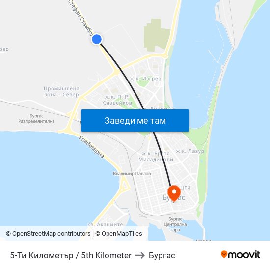 5-Ти Километър / 5th Kilometer to Бургас map