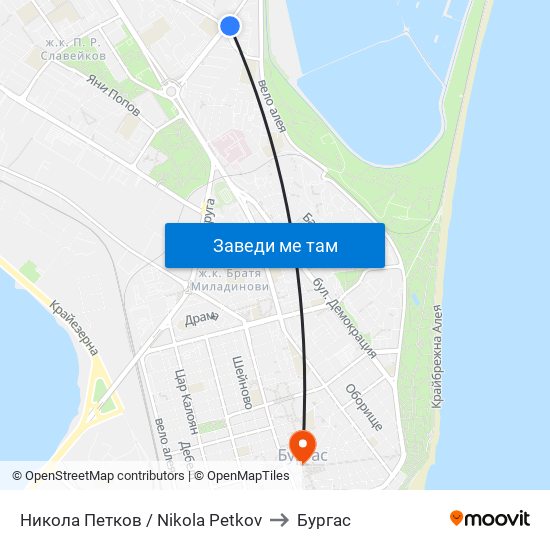 Никола Петков / Nikola Petkov to Бургас map