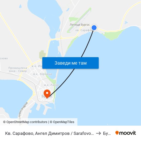 Кв. Сарафово, Ангел Димитров / Sarafovo Qr, Angel Dimitrov to Бургас map