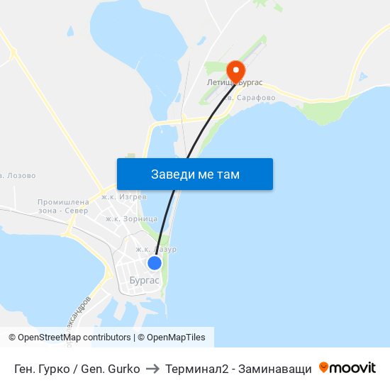 Ген. Гурко / Gen. Gurko to Терминал2 - Заминаващи map