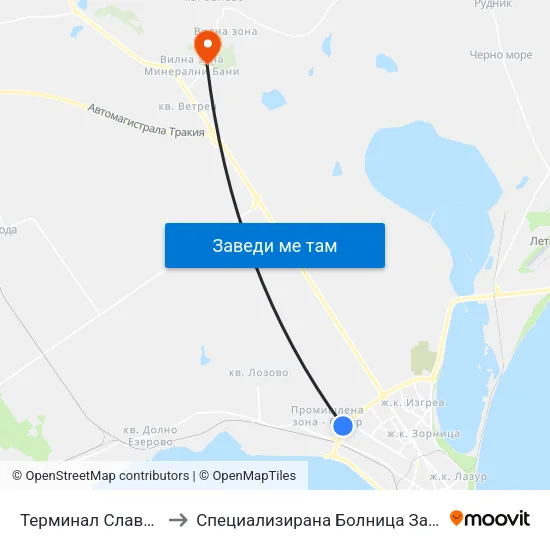 Терминал Славейков / Slaveykov Terminus to Специализирана Болница За Рехабилитация - Бургаски Минерални Бани map