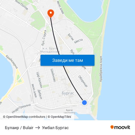 Булаир / Bulair to Умбал Бургас map