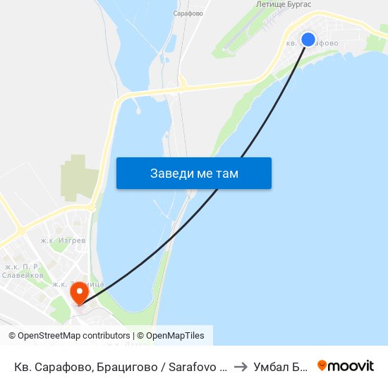 Кв. Сарафово, Брацигово / Sarafovo Qr, Bratsigovo to Умбал Бургас map