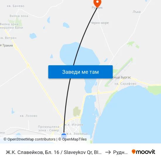 Ж.К. Славейков, Бл. 16 / Slaveykov Qr, Bl. 16 to Рудник map