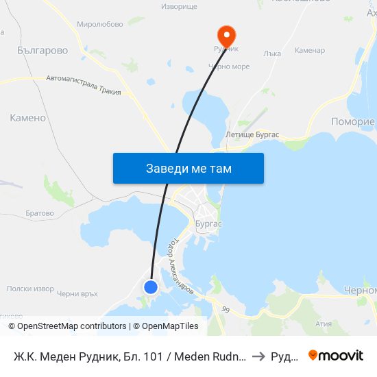 Ж.К. Меден Рудник, Бл. 101 / Meden Rudnik Qr, Bl. 101 to Рудник map