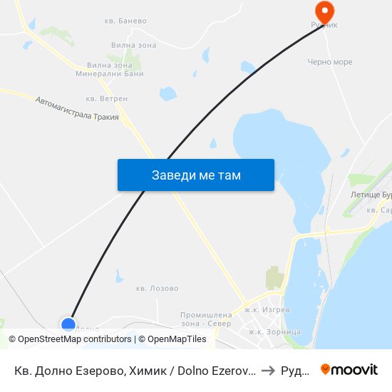 Кв. Долно Езерово, Химик / Dolno Ezerovo Qr, Himik to Рудник map