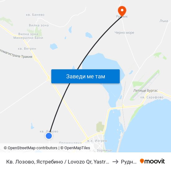 Кв. Лозово, Ястребино / Lovozo Qr, Yastrebino to Рудник map
